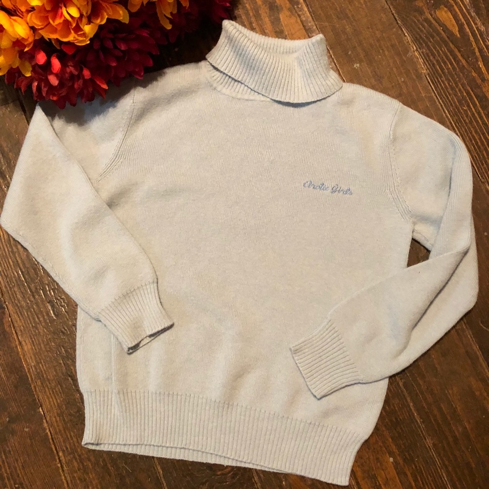 Light Blue Wool Blend Turtleneck Sweater